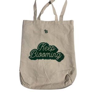 Keep Blooming Tan Canvas Tote Farmers Market Book Bag